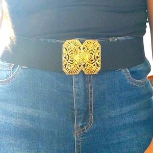 Vintage Gold Black Belt One Size